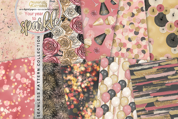 New year seamless pattern collection