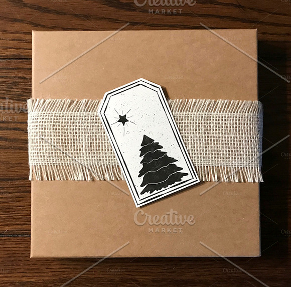 Block Print Christmas Gift Tags in Graphics - product preview 2