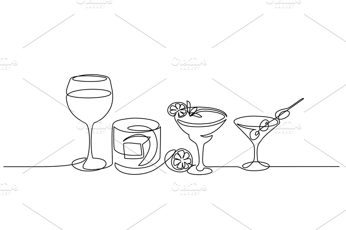 Glasses of alcohol drinks in Illustrations - product preview 8