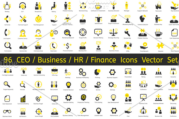 96 CEO / Business / HR vector icons