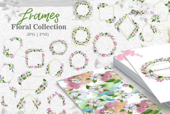 Apple blossom PNG watercolor set in Illustrations - product preview 5