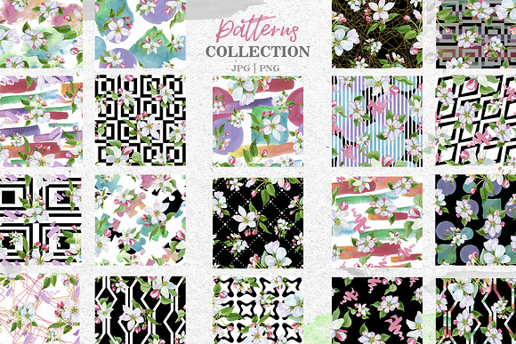 Apple blossom PNG watercolor set in Illustrations - product preview 7
