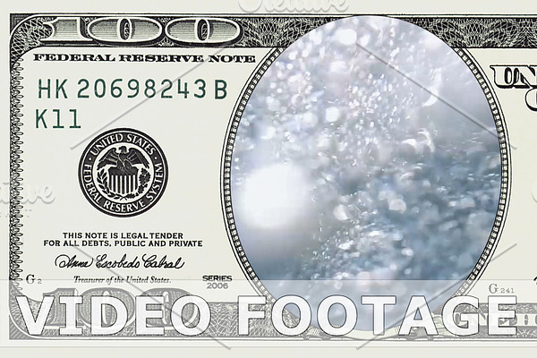 Bubbles underwater in 100 dollar