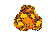 Laughing Buddha Dog Mosaic Color