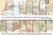 XL MANHATTAN & AREA VINTAGE MAPS