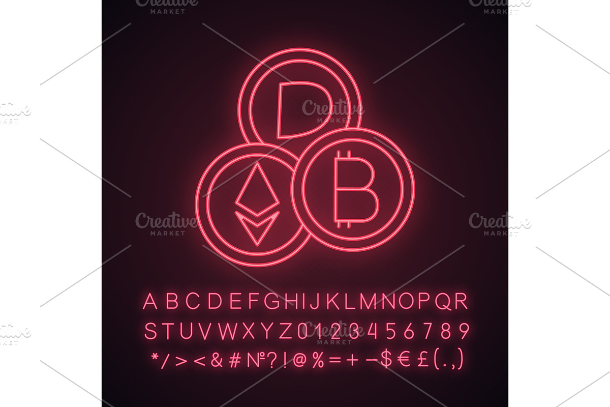 Cryptocurrency neon light icon in Icons - product preview 8