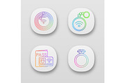 NFC technology app icons set
