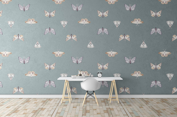 MOTHS and BIRDCAGE watercolor set in Illustrations - product preview 4