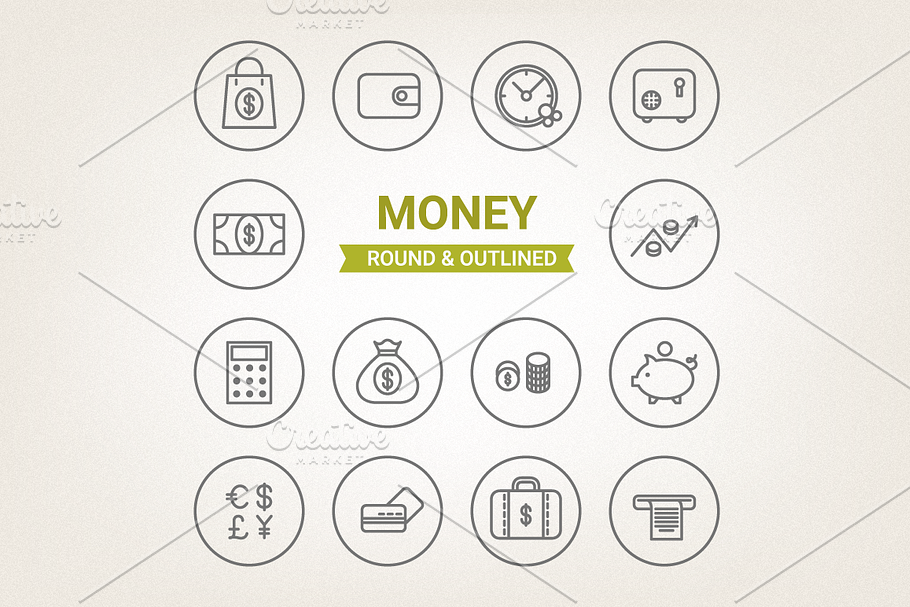 Circle money icons in Money Icons - product preview 8