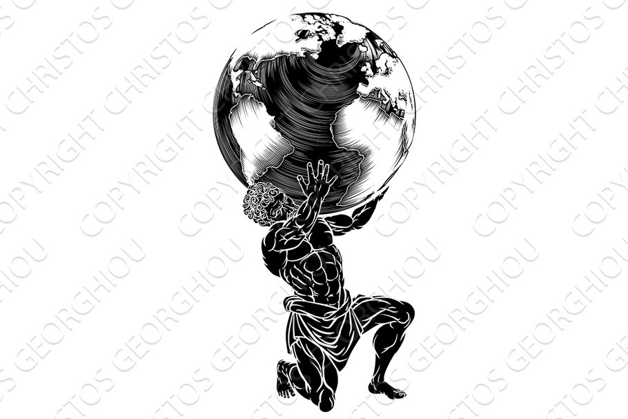 Atlas Titan Holding Globe in Illustrations - product preview 8