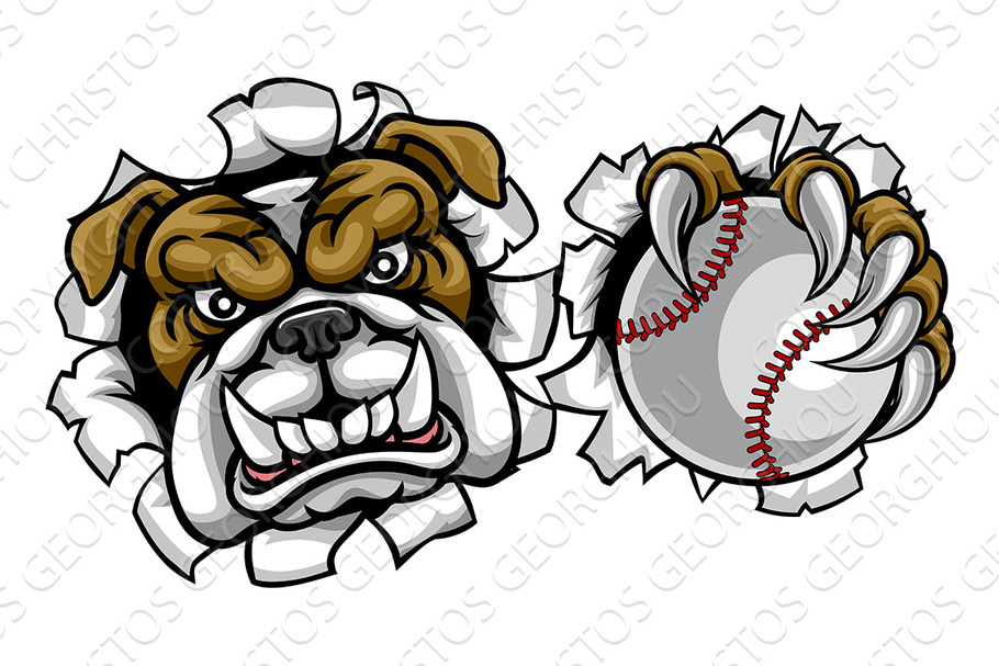 Bulldog Baseball Sports Mascot in Illustrations - product preview 8