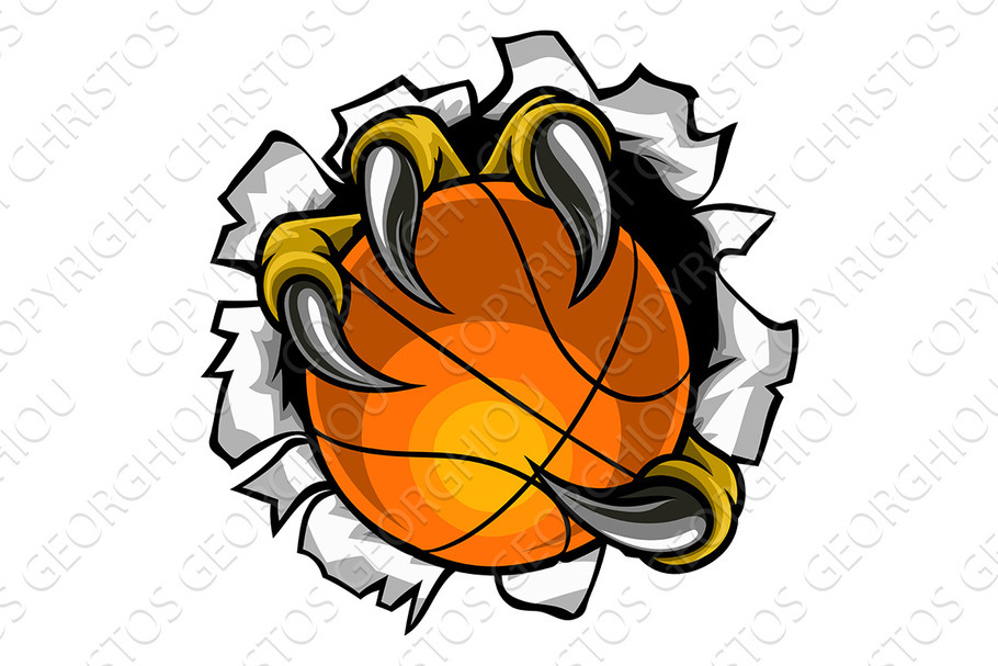 Basketball Ball Eagle Claw Tearing in Illustrations - product preview 8