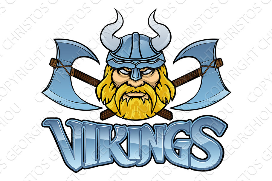 Viking Warrior Mascot Crossed Axes
