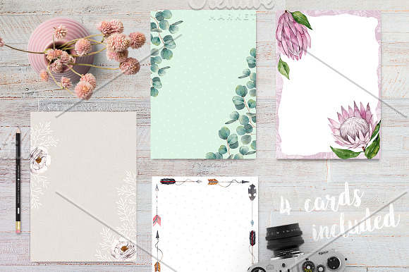 BOHO FLOWERS watercolor set in Illustrations - product preview 2