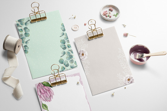 BOHO FLOWERS watercolor set in Illustrations - product preview 4