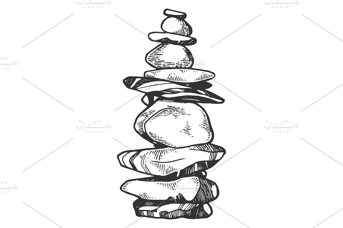Tower of balancing stones vector in Illustrations - product preview 8