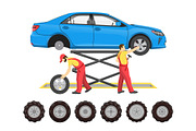 Tire Service, Vector Emblem, in