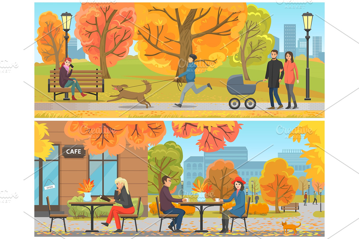 Cafe with Tables and Clients City in Illustrations - product preview 8