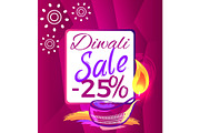 Diwali Sale -25% off Sign Vector