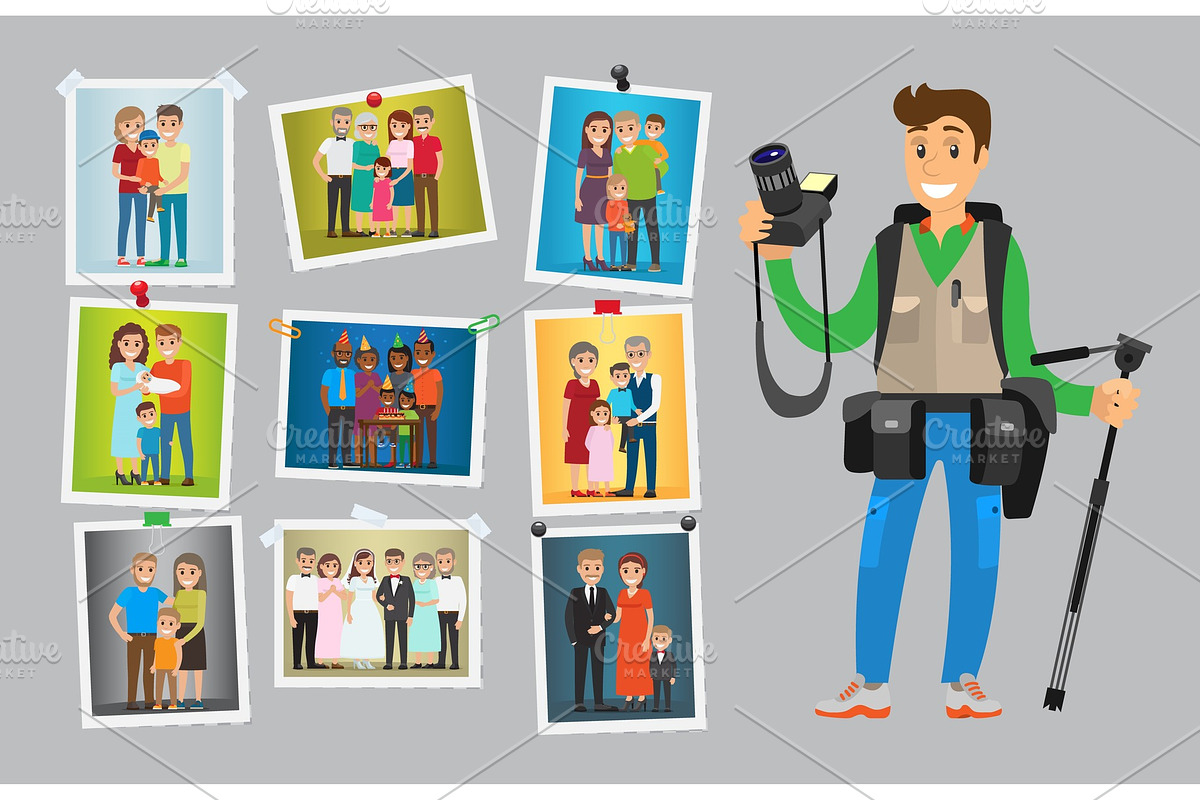 Photographer with Digital Camera in Illustrations - product preview 8