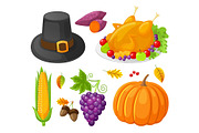 Pumpkin Thanksgiving Day Corn Icons