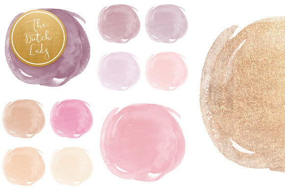 Watercolor Makeup Circle Clipart Set in Illustrations - product preview 4