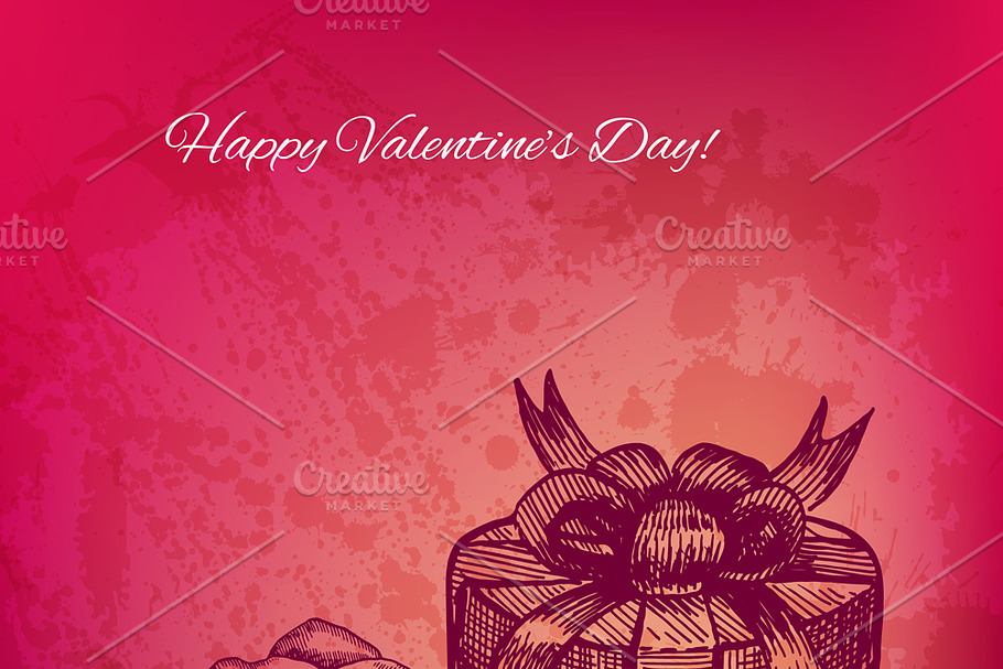 Ink style rose valentine card in Graphics - product preview 8