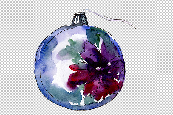 New Year decoration PNG watercolor in Illustrations - product preview 5