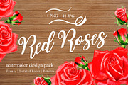 Wonderful red rose watercolor design