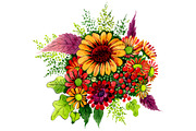 Bouquet of wild flowers PNG set