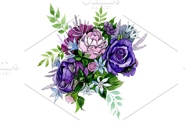 Bouquet of pink and purple roses