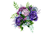 Bouquet of pink and purple roses