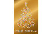 Golden Christmas card with a tree