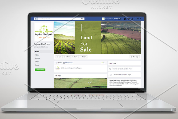 Land Broker Facebook Timeline Cover in Facebook Templates - product preview 1