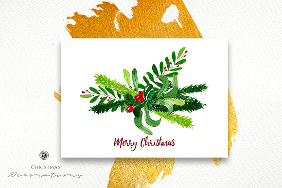 Watercolor Christmas Decorations in Illustrations - product preview 2