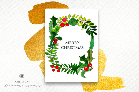 Watercolor Christmas Decorations in Illustrations - product preview 4