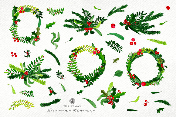 Watercolor Christmas Decorations in Illustrations - product preview 5