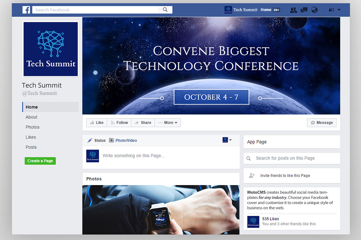 Conference Editable Timeline Cover in Facebook Templates - product preview 8