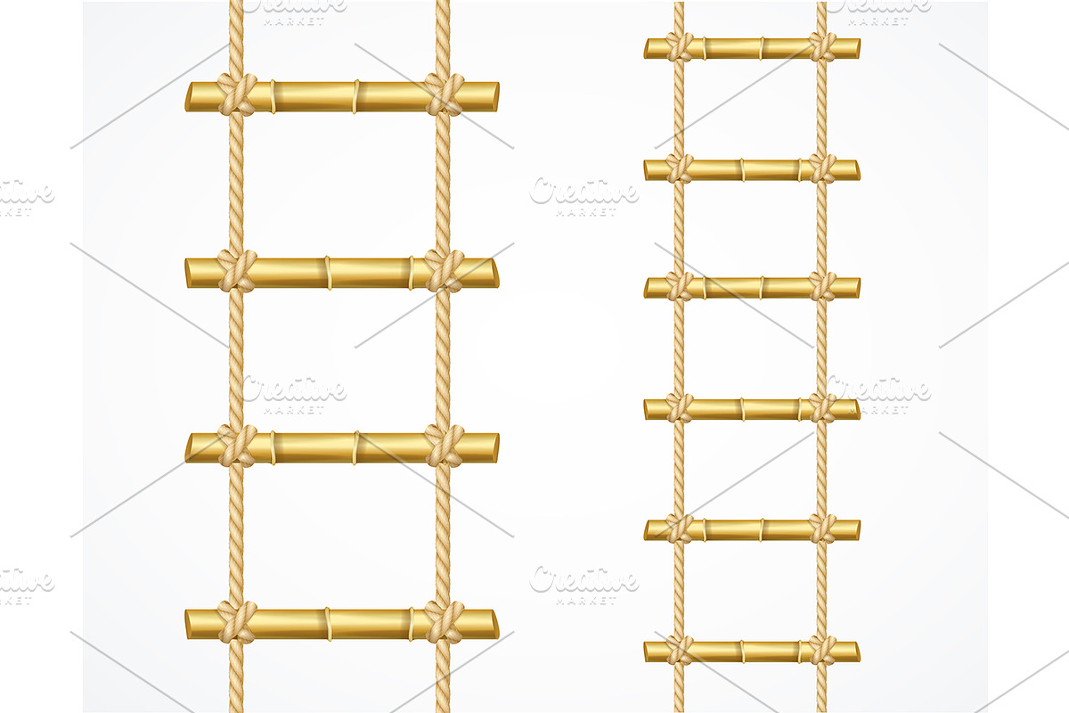 Realistic 3d Bamboo Ladder Set.  in Objects - product preview 8