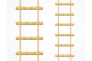 Realistic 3d Bamboo Ladder Set. 