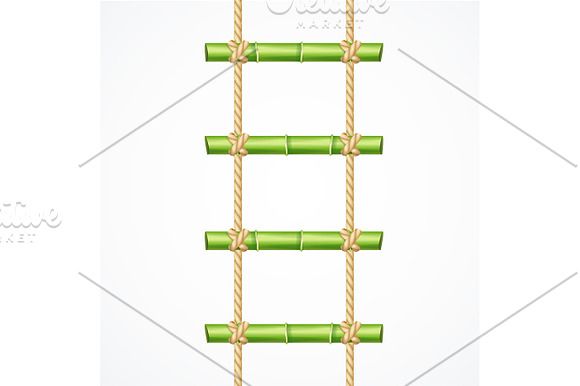 Realistic 3d Bamboo Ladder Set.  in Objects - product preview 1