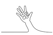 Abstract hand holding flower