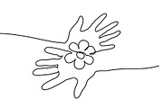 Abstract hands holding flower