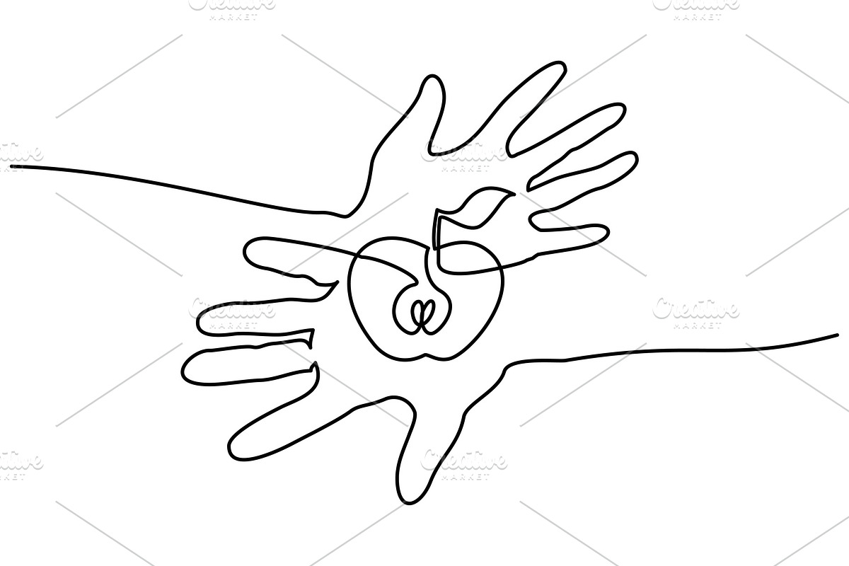 Abstract hands holding apple in Illustrations - product preview 8