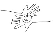 Abstract hands holding apple
