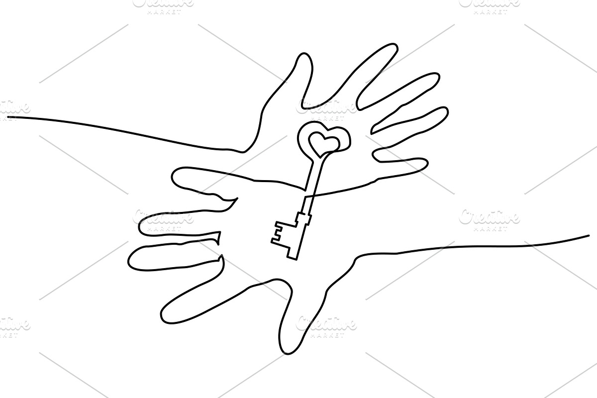 Abstract hands holding key in Illustrations - product preview 8