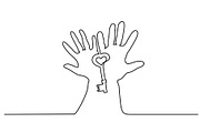 Abstract hands holding key