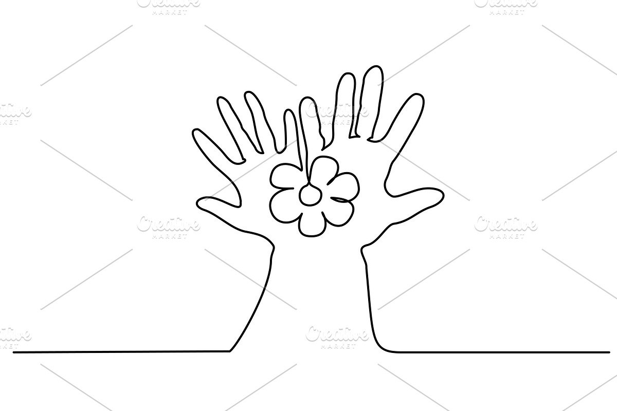 Abstract hands holding flower in Illustrations - product preview 8