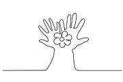 Abstract hands holding flower