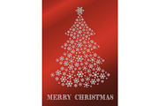 Red Christmas card with a tree